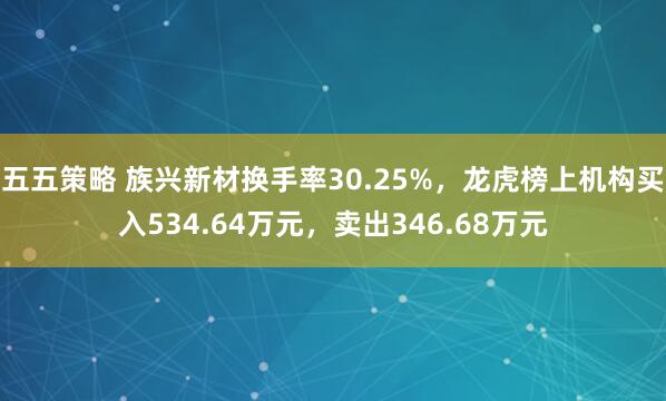 五五策略 族兴新材换手率30.25%，龙虎榜上机构买入534.64万元，卖出346.68万元