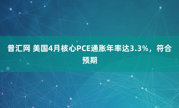 普汇网 美国4月核心PCE通胀年率达3.3%，符合预期