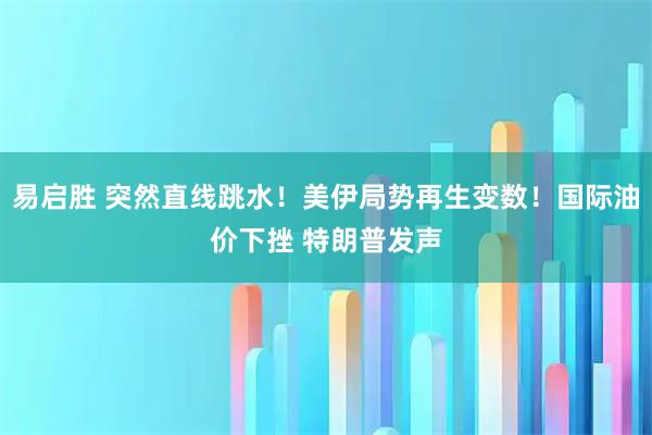 易启胜 突然直线跳水！美伊局势再生变数！国际油价下挫 特朗普发声